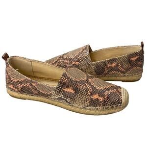 New Sam Edelman Khloe Snake Print Leather Shoe Women Sz 10 Espadrilles Slip On